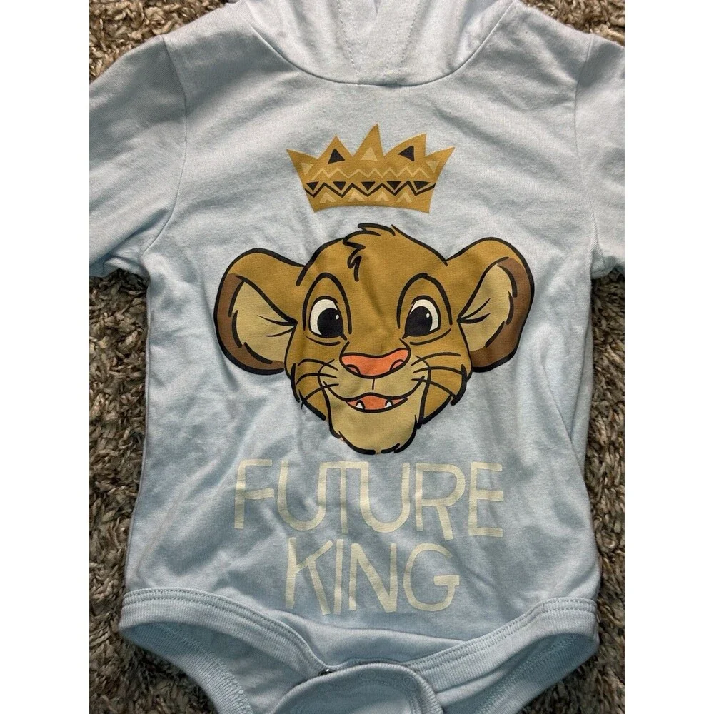 Disney Simba Future King Baby Bodysuit Hooded Blue Long Sleeve 18M Lion King